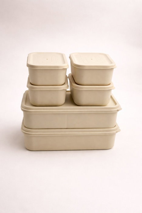 Hermia Juego de cajas de almacenamiento BU0054, 6 piezas, Crema Hermia Juego de cajas de almacenamiento BU0054, 6 piezas, Crema